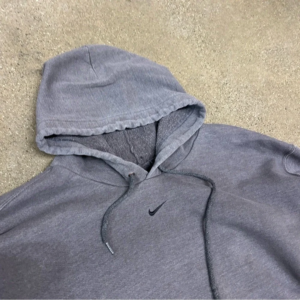 Vintage Nike Hoodie Mens XL Grey Faded Center Swoosh Check Travis Scott Y2K 90s